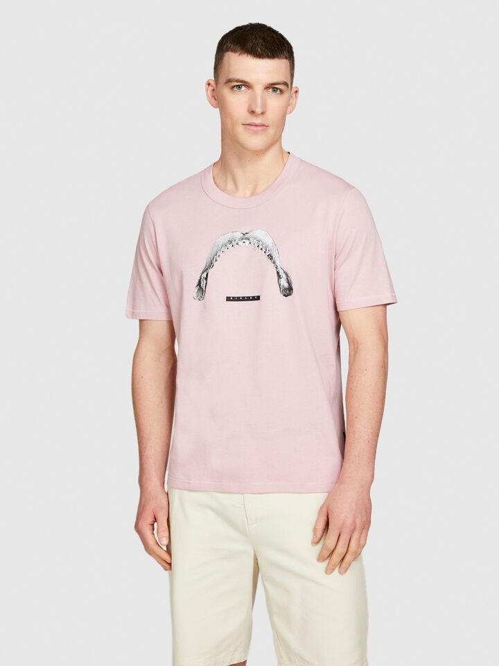 Relaxed fit t-shirt with print - men's short sleeve t-shirts - Pastel Pink | Sisley image number 4
